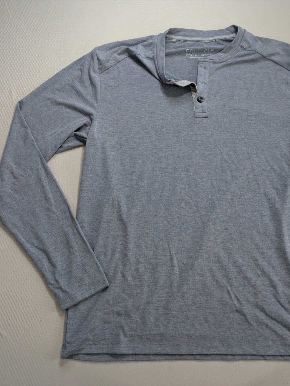 Free Fly Shirt Men Large Performance Bamboo Shade Henley Gray Quick Dry UPF